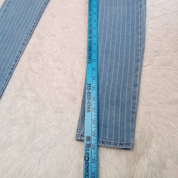 Levi's 721 Woman's Blue Stripes High Rise Skinny Denim Jeans Size: 26 - Picture 6 of 10